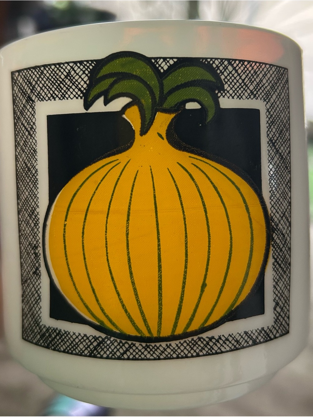White milk glass Onion coffee mug